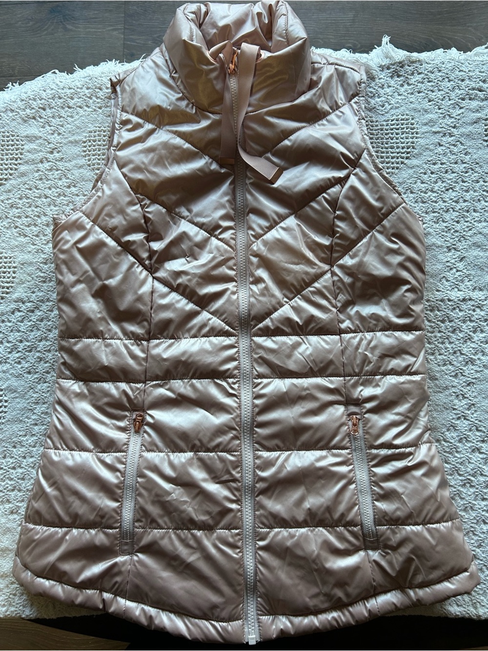 Maurices Rose Gold Blush Pink Quilted Puffer Vest - Picture 2 of 10